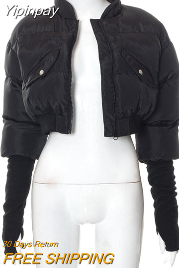 Yipinpay coat for women Women's 2023 Winter New Fashion Padded Collar Short Jacket Warm Bread Jacket coat